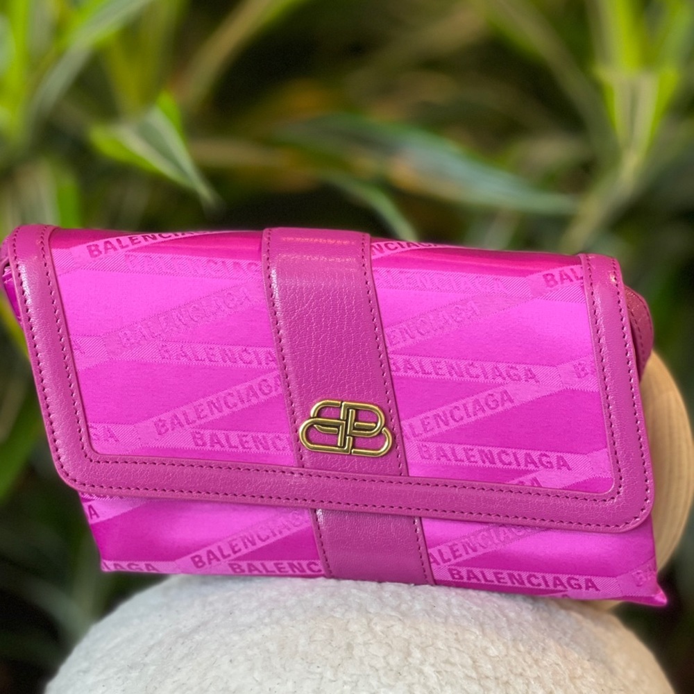 Balenciaga Monogram Nylon Calfskin Shift Clutch